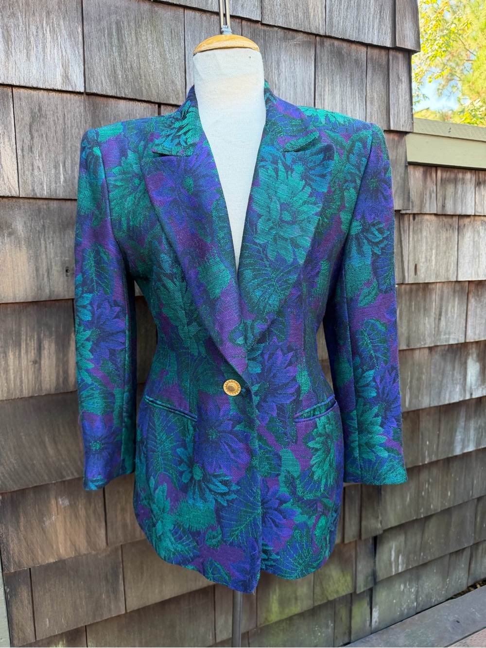 Vintage chic blazer jacket floral purple green Sz 8 Dana Buchman